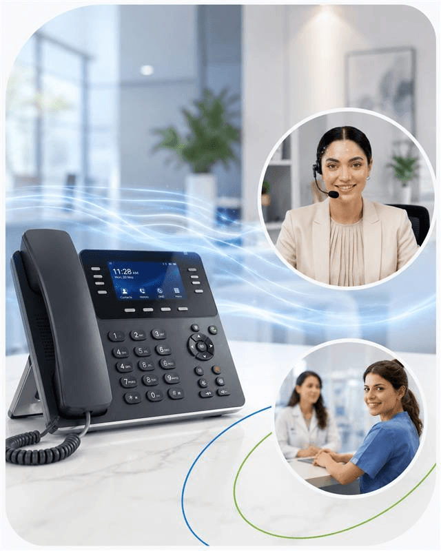 AI receptionist connecting phone calls with healthcare teams